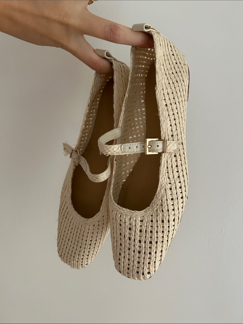 Beige Woven Mary Jane Flats - Women's Summer Shoe